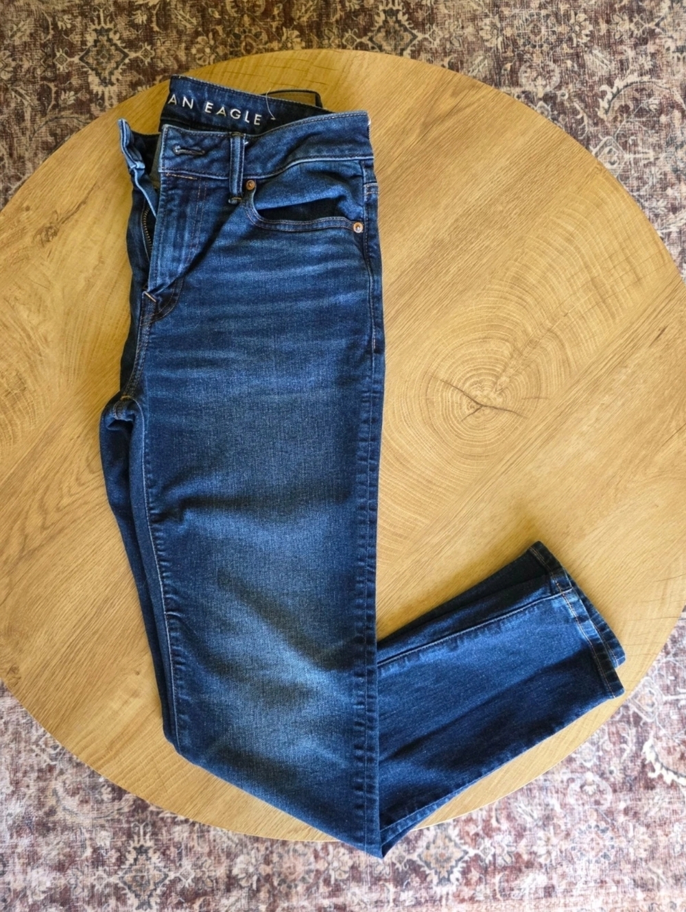 Men's Dark Blue Relaxed Slim Fit Jeans American Eagle Airflex